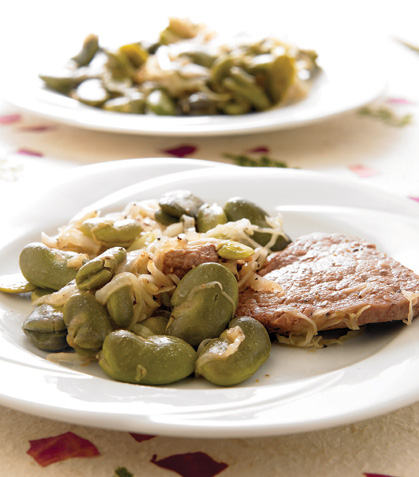 Medallones con germinado y habas