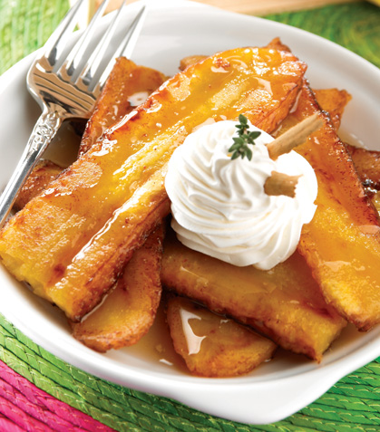 Plátanos con piloncillo y crema