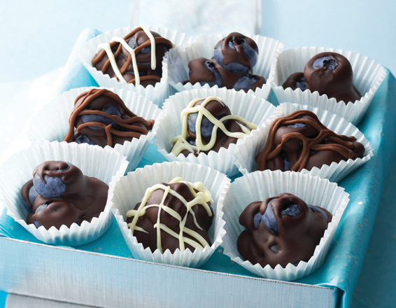 Clusters de blueberries con chocolate
