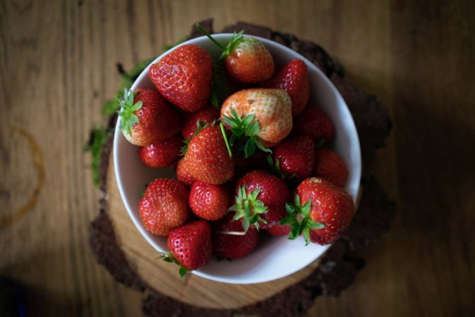 tazón de fresas