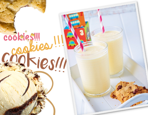 Malteada de vainilla con galletas de chispas de chocolate