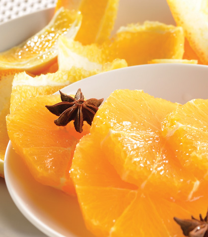 Naranjas con miel ligera de anís estrella