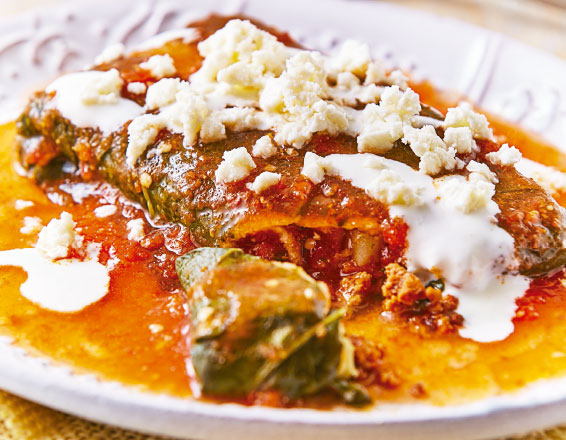 Tamal de picadillo con acelga