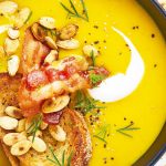 Tocino recetas: crema de calabaza con tocino y pepitas