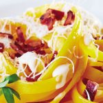 Pasta de maíz a la carbonara sin gluten