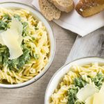 pasta con crema de espinaca