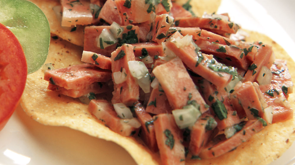 tostadas de queso de puerco