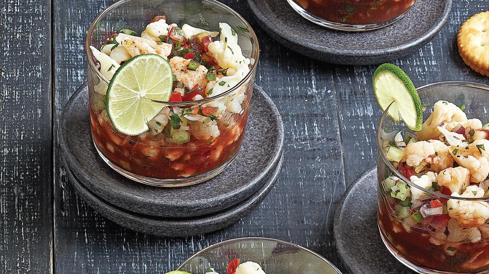 ceviche vegetariano de coliflor