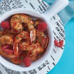 camarones con salsa de frambuesa