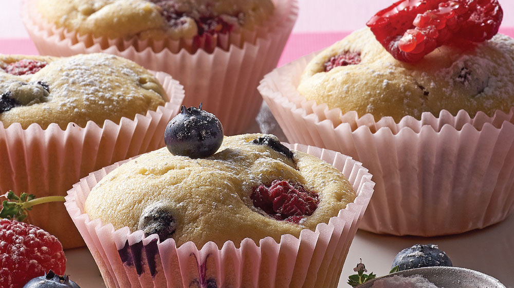 muffin de blueberry y frambuesas