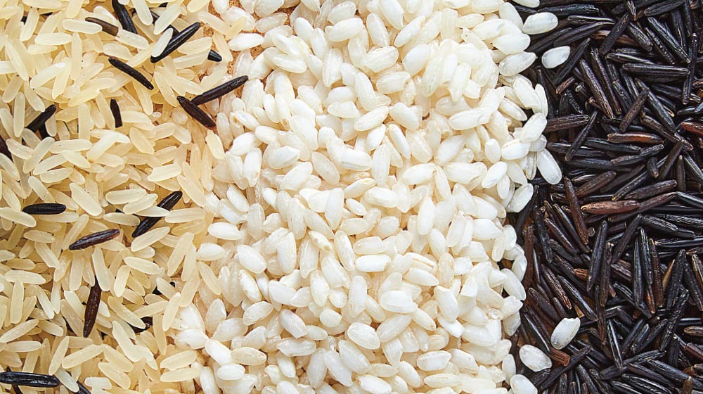 granos de arroz crudo