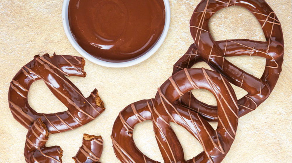 Receta de pretzels con chocolate oscuro
