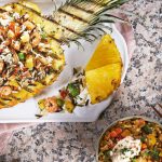 Piña receta rellena de arroz salvaje