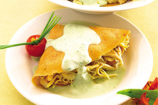 Recetas con pollo, recetas de pollo: Abanicos de pollo con salsa de cilantro