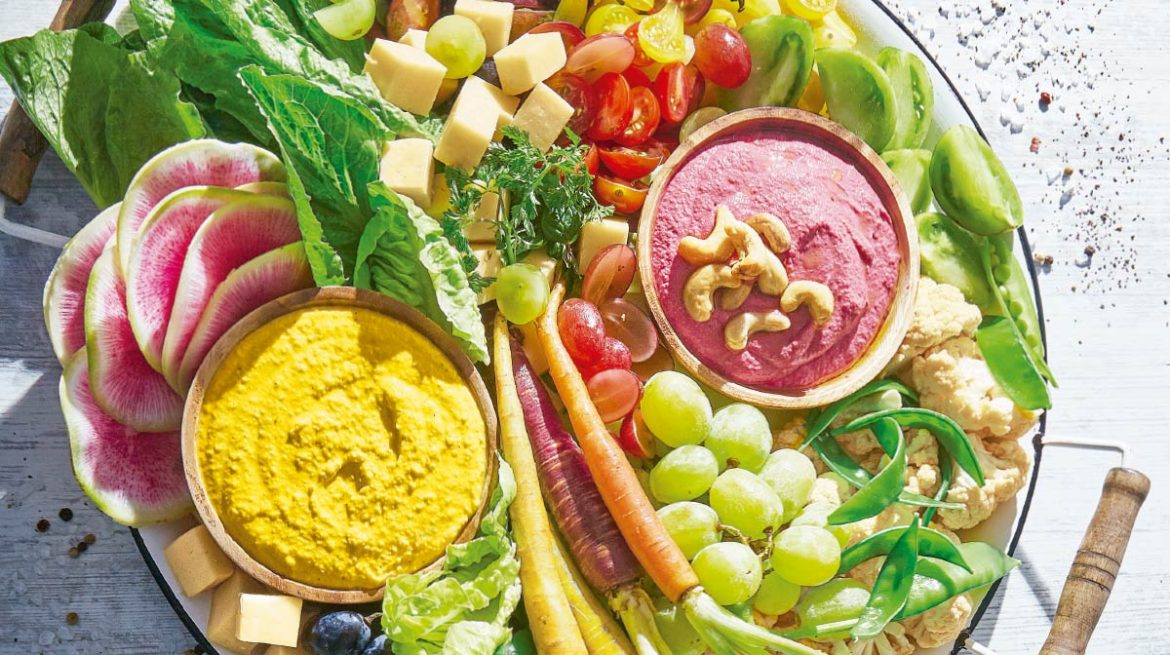 humus con mezcla de verduras