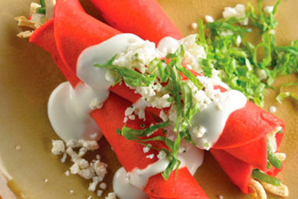 Recetas de pollo, recetas con pollo: tacos de pollo tricolor