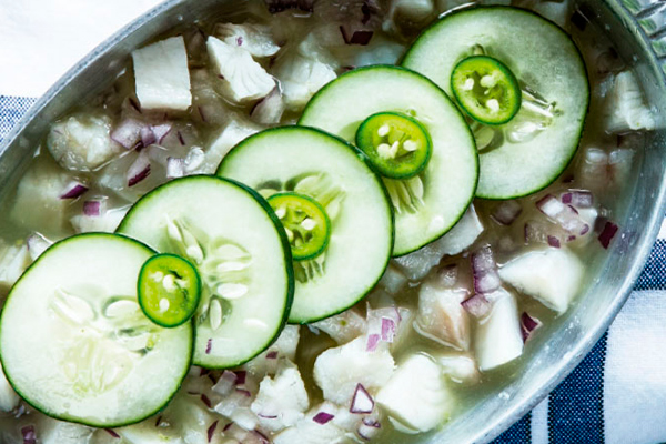 Aguachile de champiñones