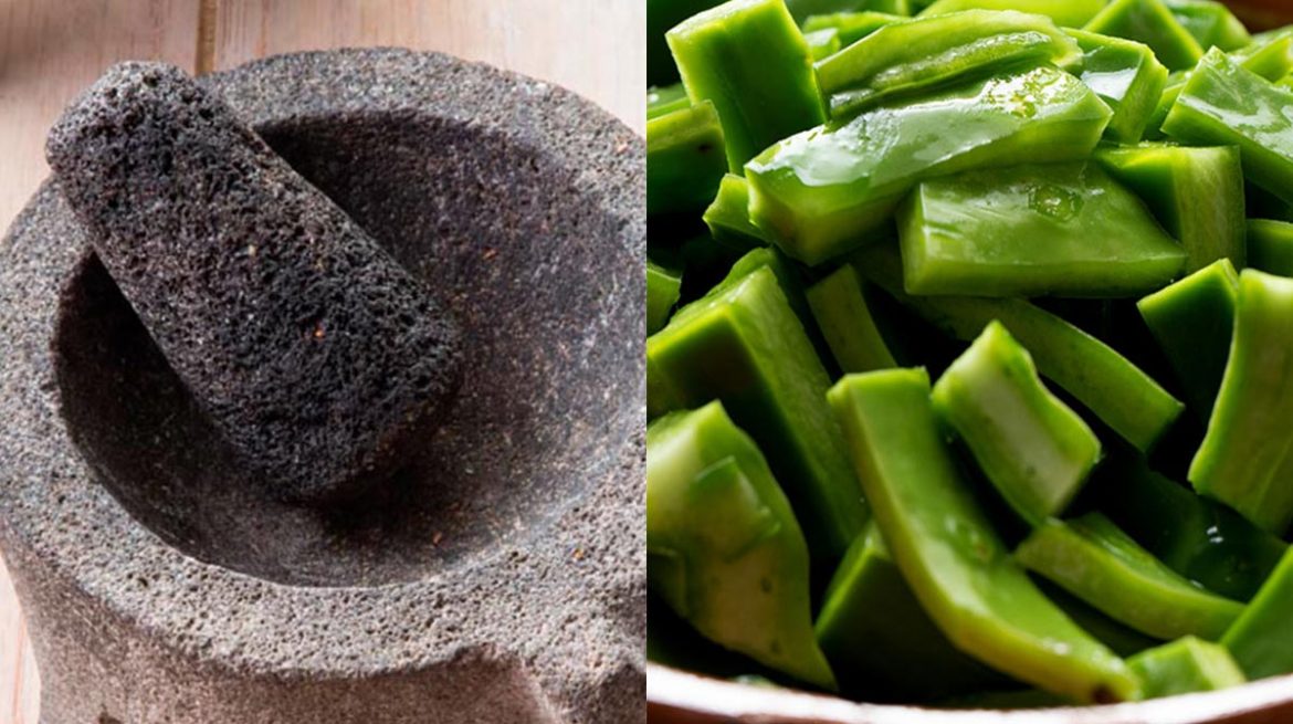 Cómo quitar la baba de nopal con el tejolote